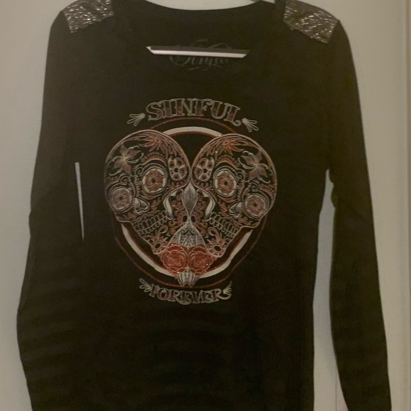 Affliction Tops - Affliction Sinful long sleeve tshirt